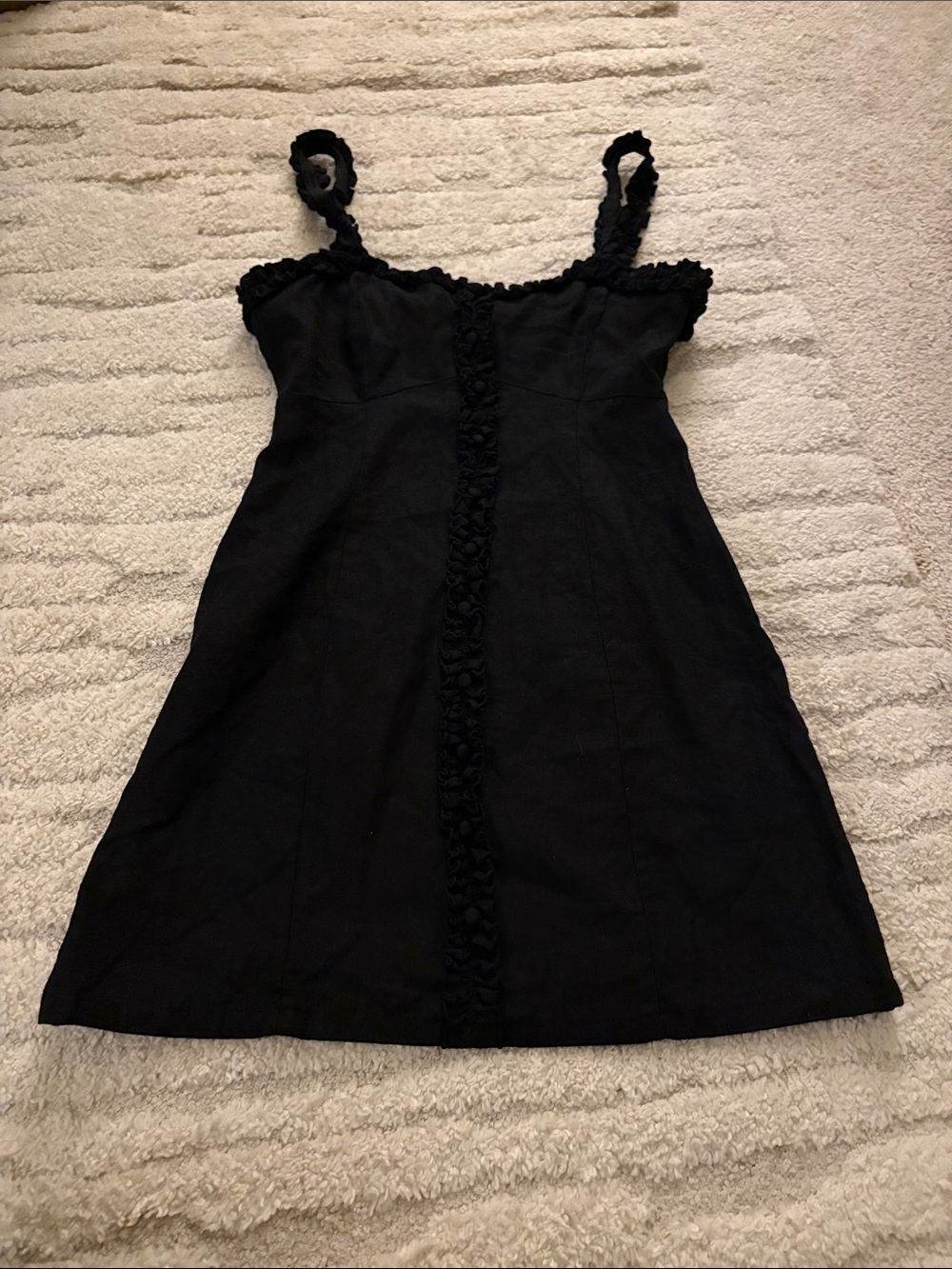 Black Ruffle-Trim Sleeveless Top